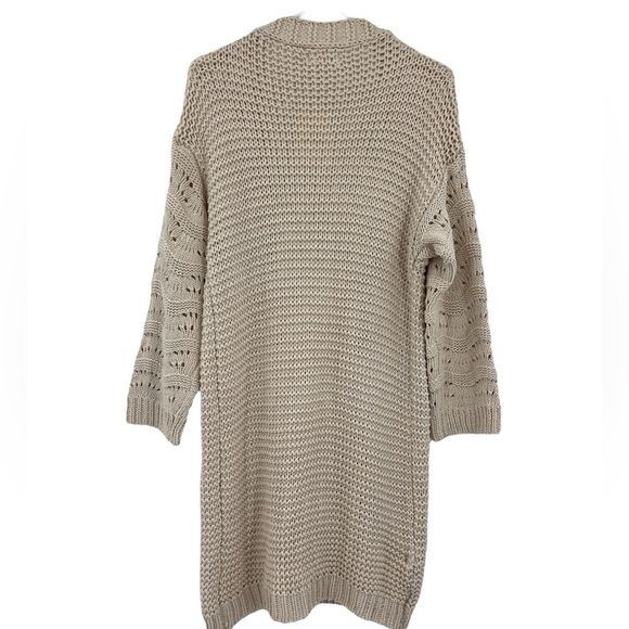 Miracle, long cable knit open from beige size S/M cardigan NWT’S - Picture 3 of 7